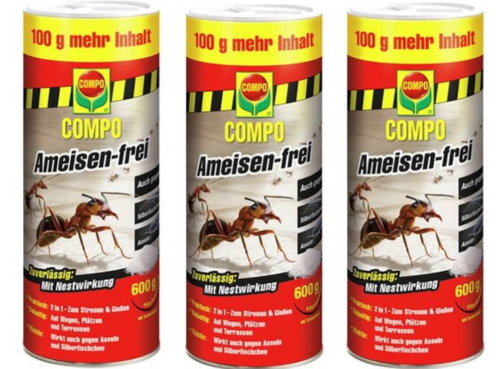 COMPO Ameisen-frei Staubfreies Ködergranulat mit Nestwirkung 3x600 gr- Vorteilspack!