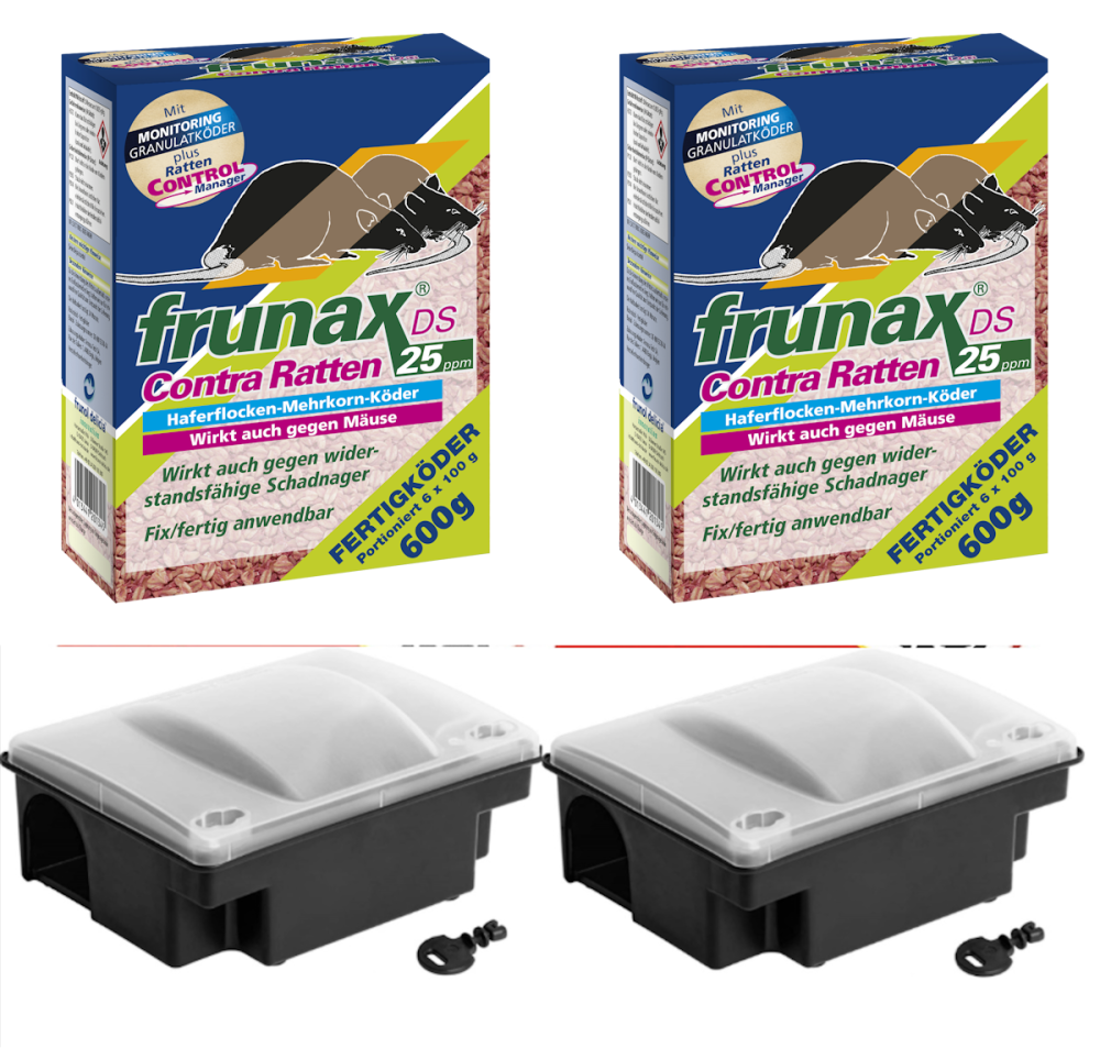 frunax DS Contra Ratten 25ppm 2x600 gr- + 2 Rattenk�derboxen