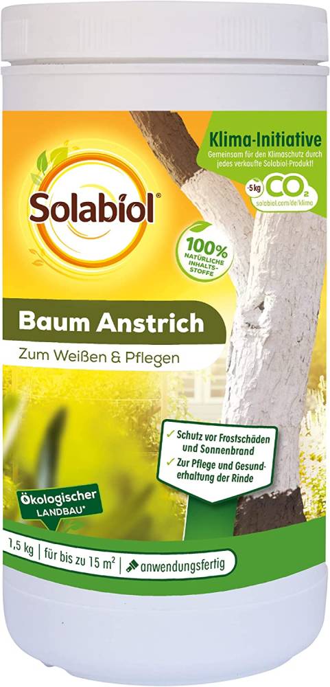 Solabiol Baum Anstrich- zum Weissen und Pflegen- biologische Baumpflege zum Verhindern von Frostrissen an Baumstämmen- 1-5 kg