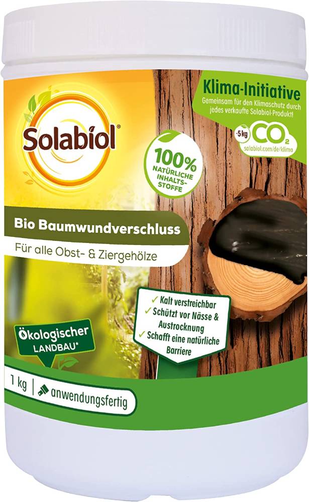 Solabiol Bio Baumwundverschluss- Wundverschluss bei Baumwunden und Rissen- für alle Obst- und Ziergehölze- 1 kg Dose unter Baumpflege